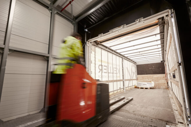 Unloading truck, logistics center, REINHOLD KELLER