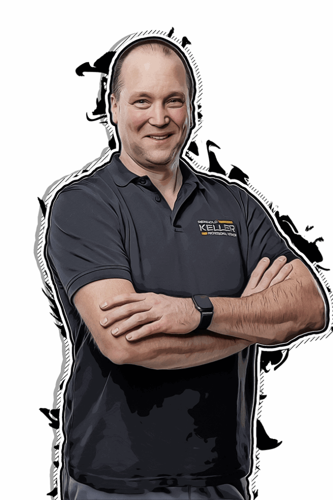 Jürgen Hennig, contact person for industrial training at REINHOLD KELLER, Cartoon Effect