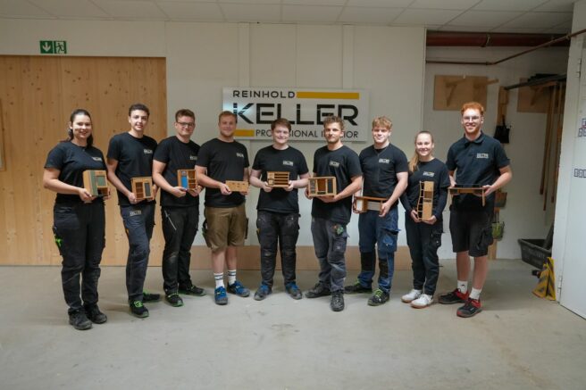 Joinery apprenticeship, journeyman pieces, group photo 2025, REINHOLD KELLER Group