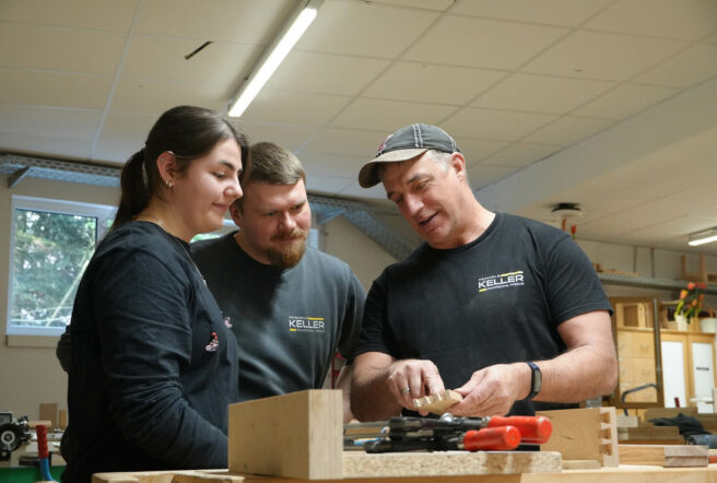Interview Ausbildung Schreiner, Jessica, Dominik und Ausbilder Todd, REINHOLD KELLER